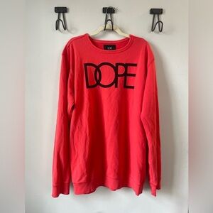 DOPE men’s 3XL (measures like an XL) red crewneck logo sweatshirt